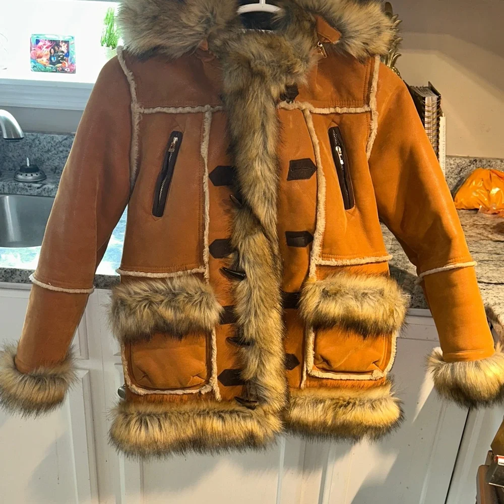 Luxurious Faux Fur Trimmed Coat